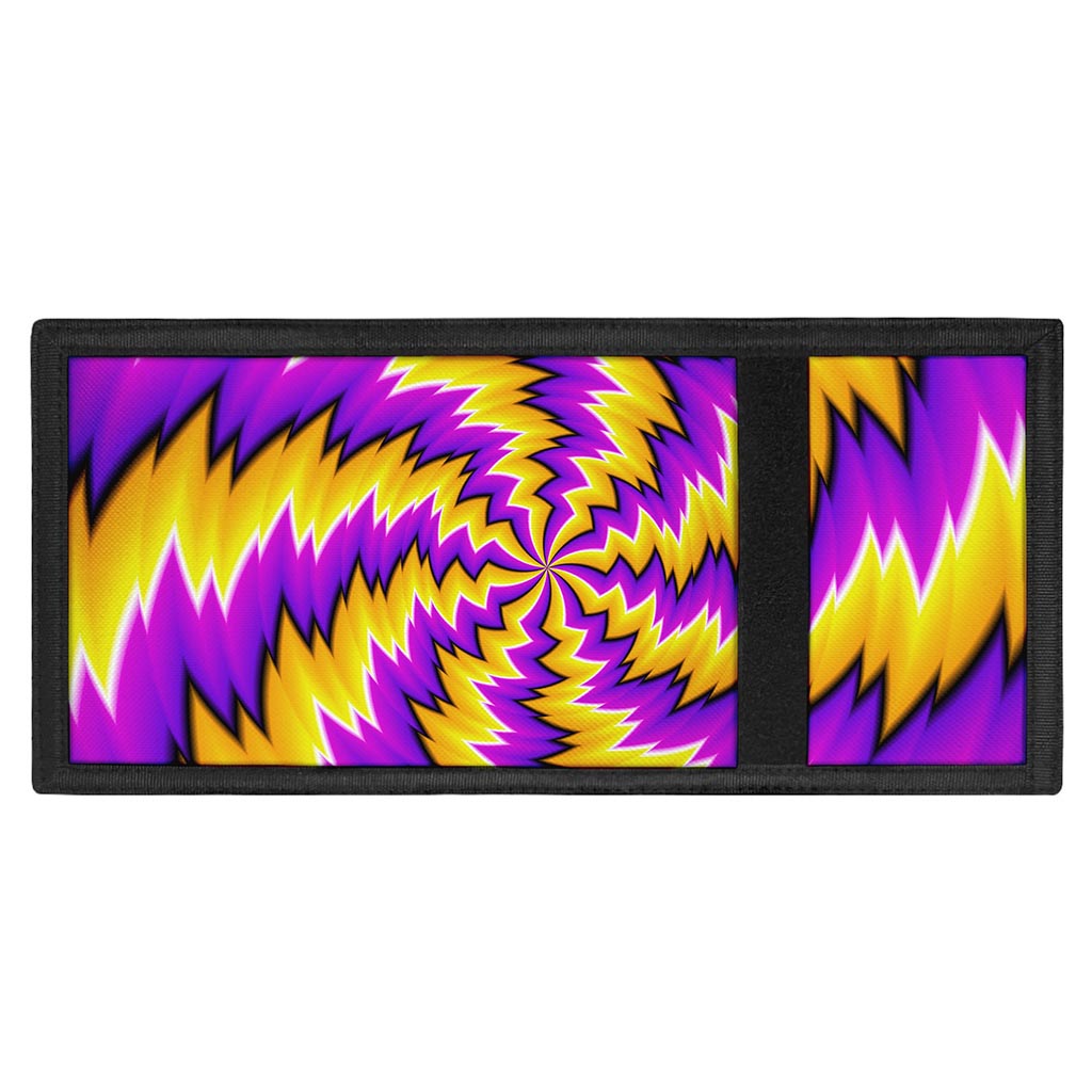 Yellow Vortex Moving Optical Illusion Trifold Wallet