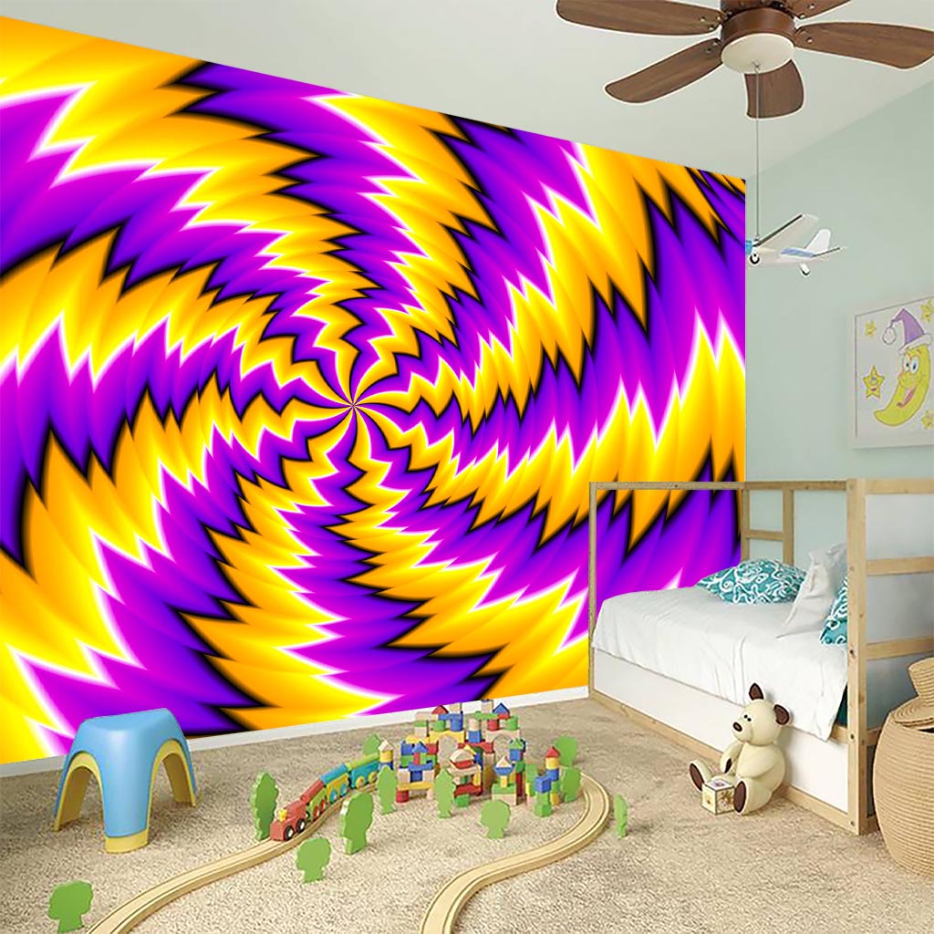 Yellow Vortex Moving Optical Illusion Wall Sticker