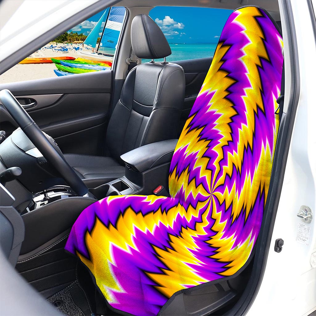 Yellow Vortex Moving Optical Illusion Waterproof Car Seat Cover