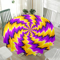 Yellow Vortex Moving Optical Illusion Waterproof Round Tablecloth
