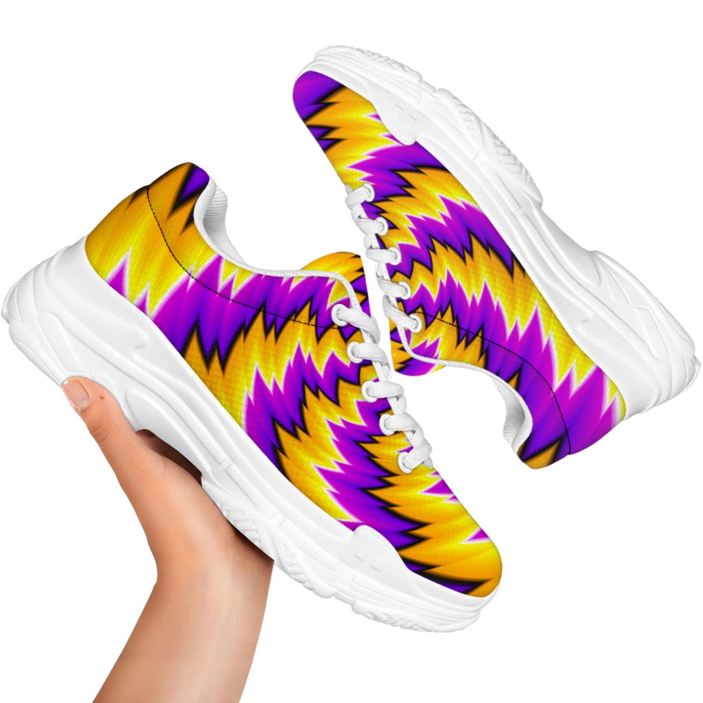 Yellow Vortex Moving Optical Illusion White Chunky Shoes