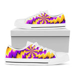 Yellow Vortex Moving Optical Illusion White Low Top Sneakers