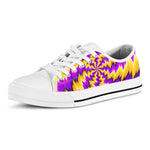 Yellow Vortex Moving Optical Illusion White Low Top Sneakers