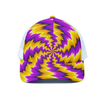 Yellow Vortex Moving Optical Illusion White Mesh Trucker Cap