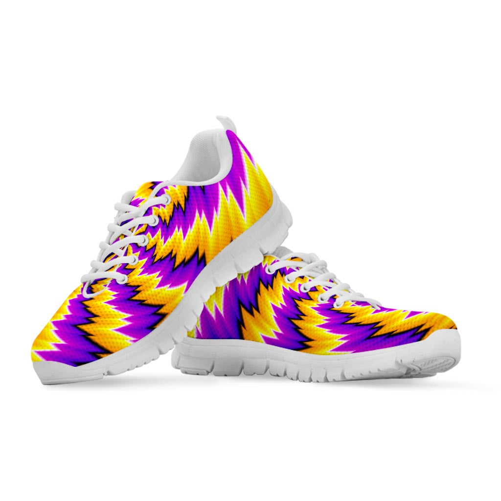 Yellow Vortex Moving Optical Illusion White Running Shoes