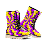 Yellow Vortex Moving Optical Illusion Winter Boots