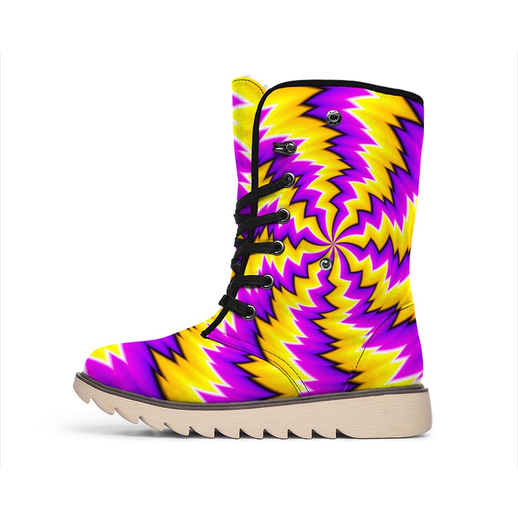 Yellow Vortex Moving Optical Illusion Winter Boots