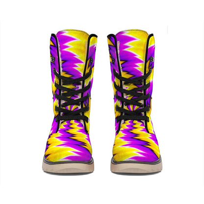 Yellow Vortex Moving Optical Illusion Winter Boots