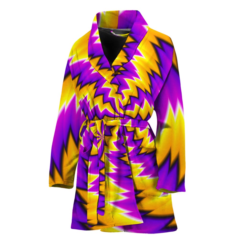 Yellow Vortex Moving Optical Illusion Women's Bathrobe