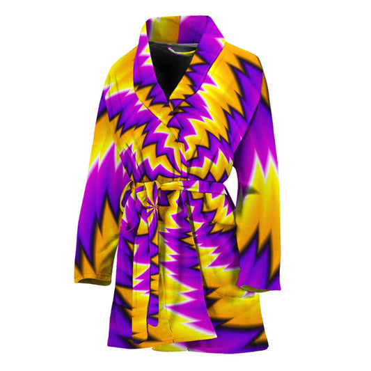Yellow Vortex Moving Optical Illusion Women's Bathrobe