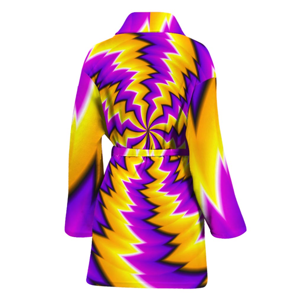 Yellow Vortex Moving Optical Illusion Women's Bathrobe