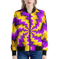 Yellow Vortex Moving Optical Illusion Women's Bomber Jacket