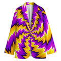 Yellow Vortex Moving Optical Illusion Women's Cotton Blazer