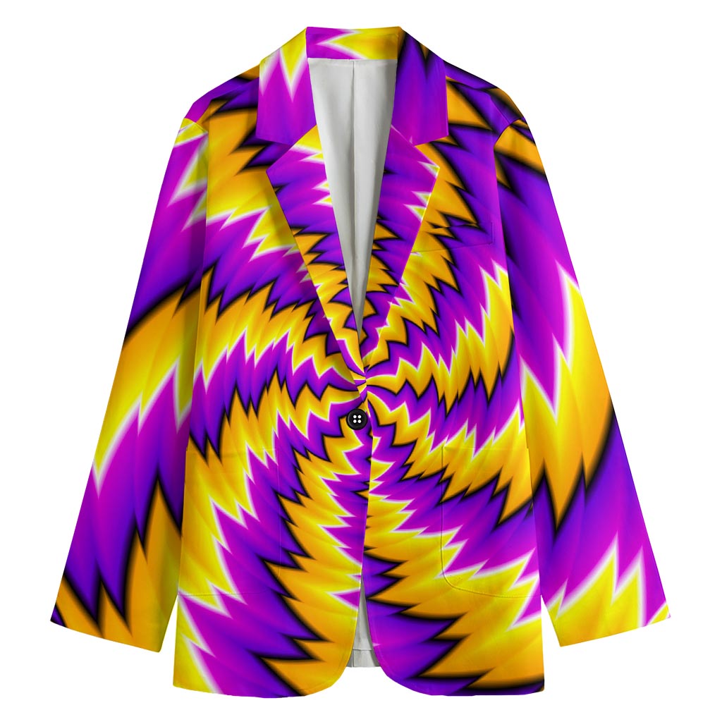 Yellow Vortex Moving Optical Illusion Women's Cotton Blazer