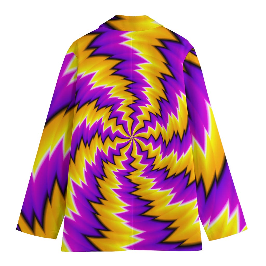 Yellow Vortex Moving Optical Illusion Women's Cotton Blazer
