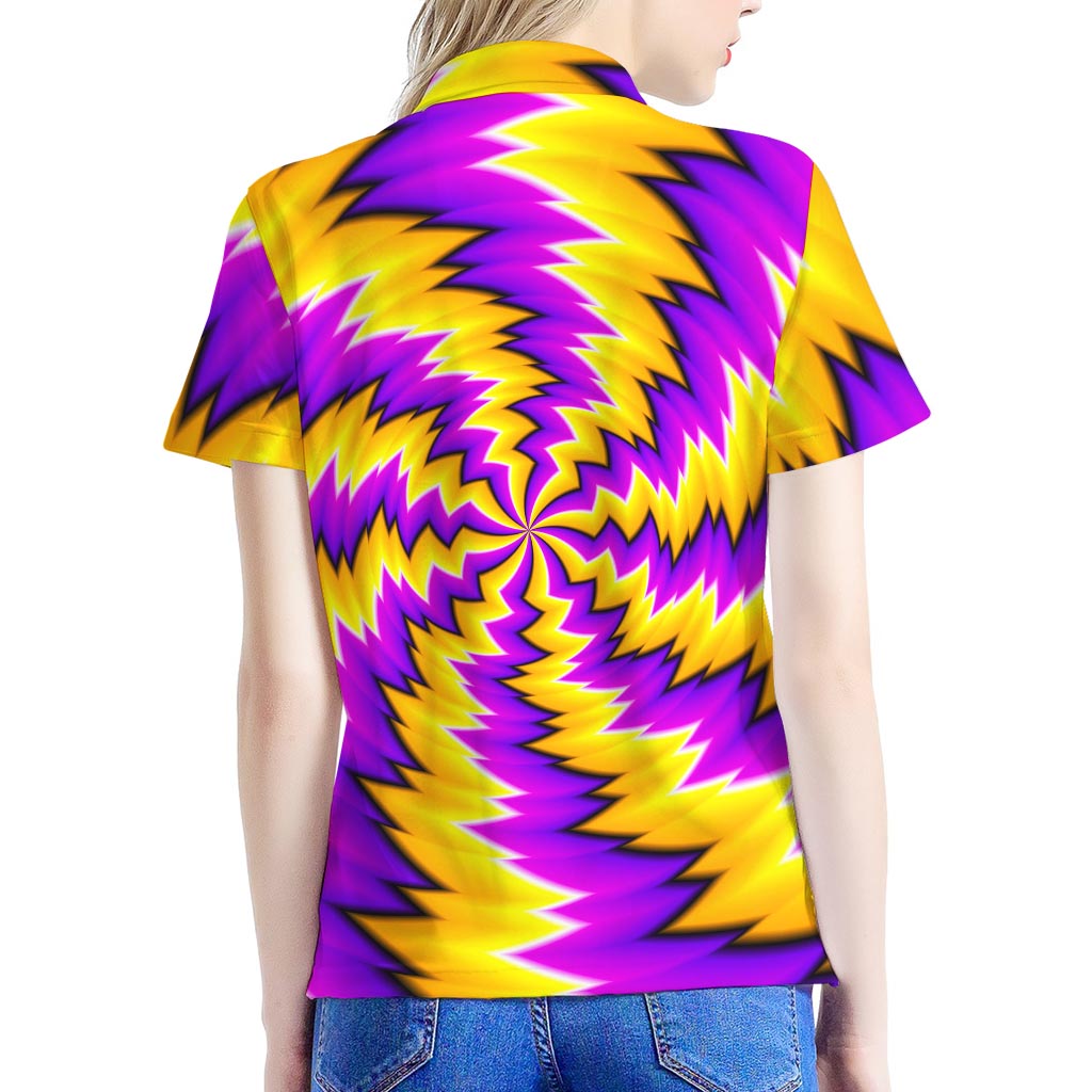 Yellow Vortex Moving Optical Illusion Women's Polo Shirt