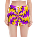 Yellow Vortex Moving Optical Illusion Women's Split Running Shorts
