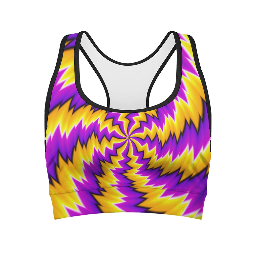 Yellow Vortex Moving Optical Illusion Women's Sports Bra