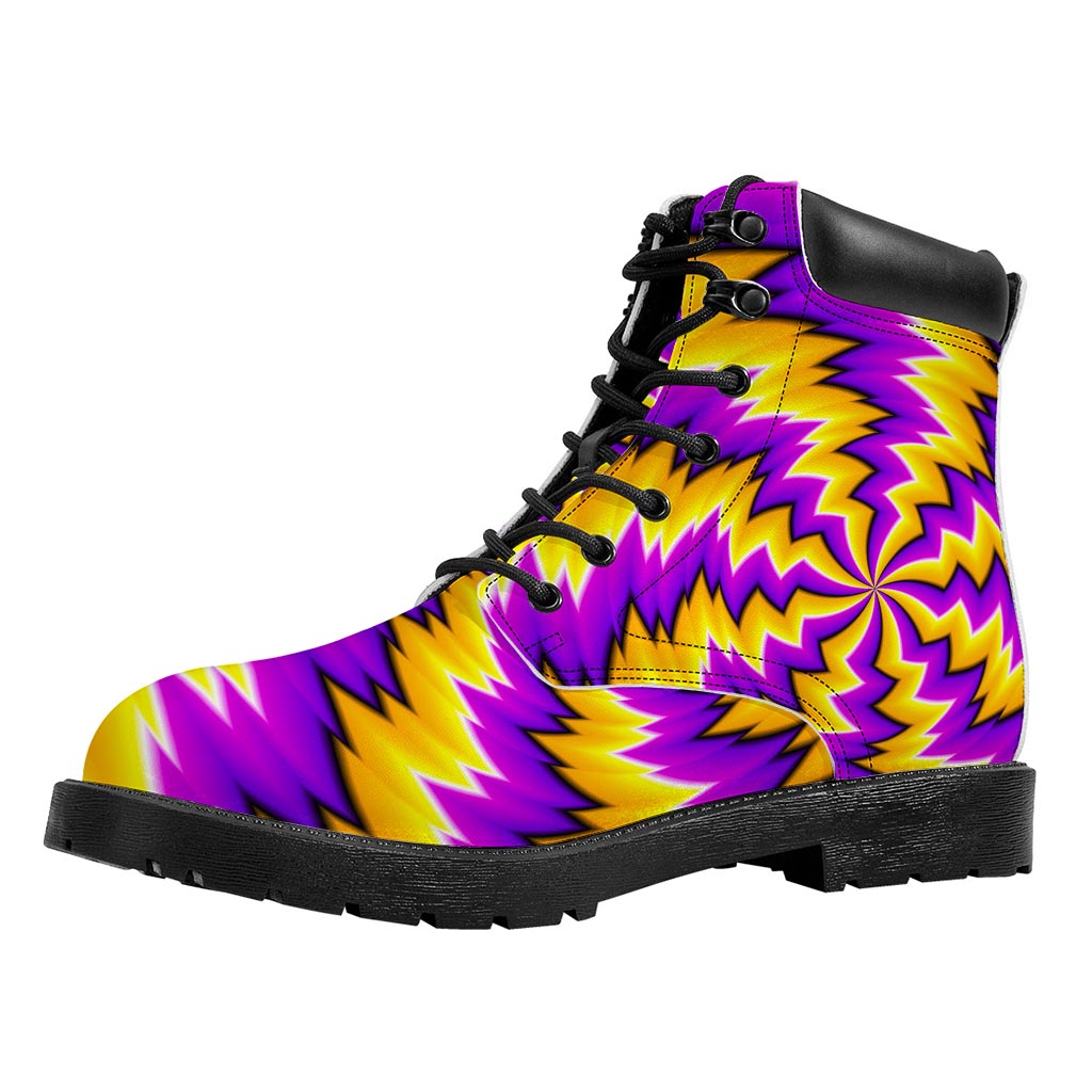 Yellow Vortex Moving Optical Illusion Work Boots