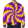 Yellow Vortex Moving Optical Illusion Zip Sleeve Bomber Jacket