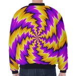 Yellow Vortex Moving Optical Illusion Zip Sleeve Bomber Jacket