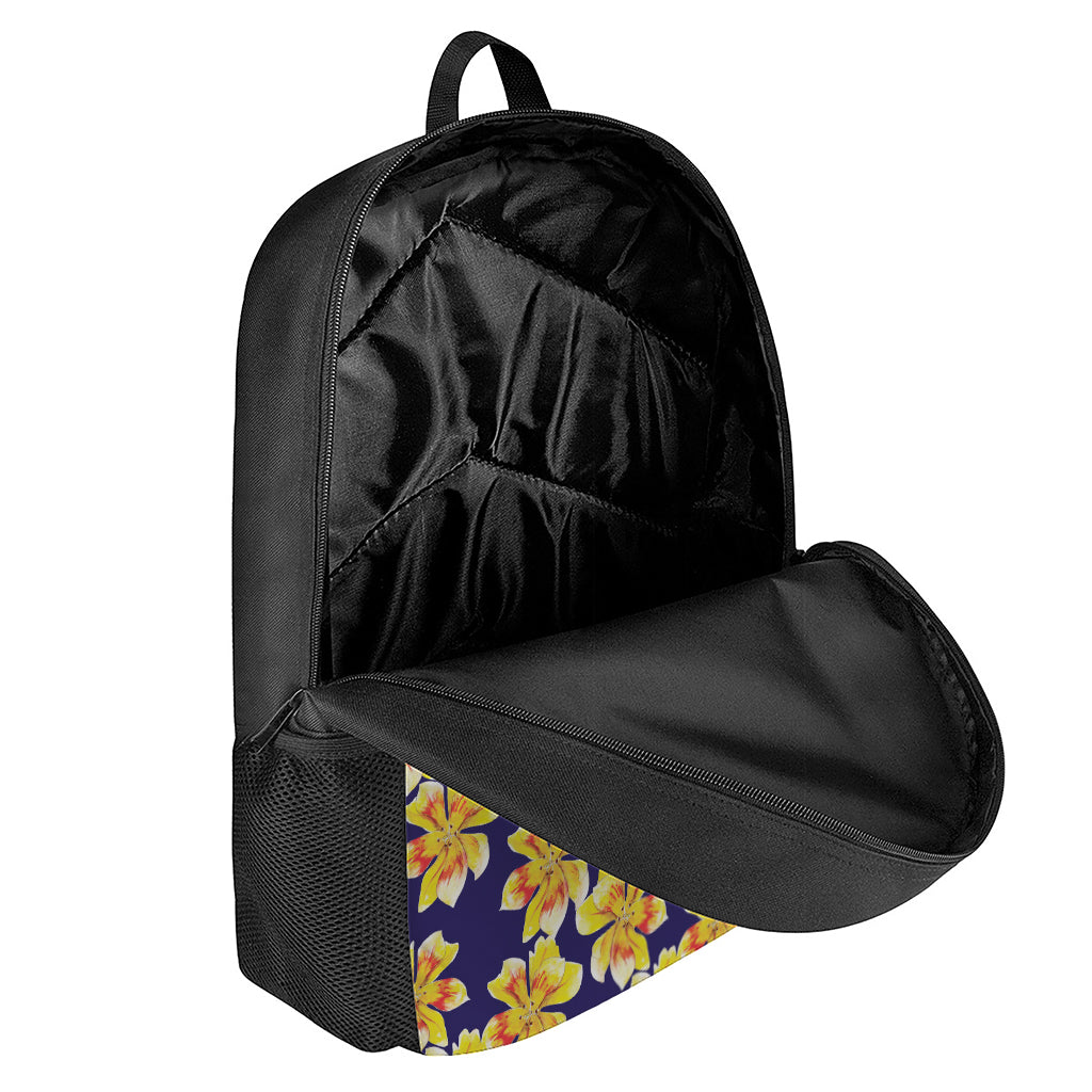 Yellow Watercolor Lily Pattern Print 17 Inch Backpack