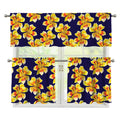 Yellow Watercolor Lily Pattern Print 3 Piece Kitchen Curtains