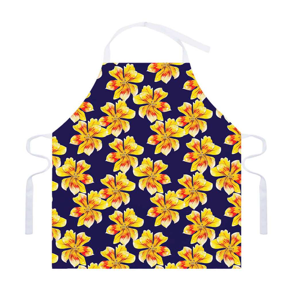 Yellow Watercolor Lily Pattern Print Adjustable Apron