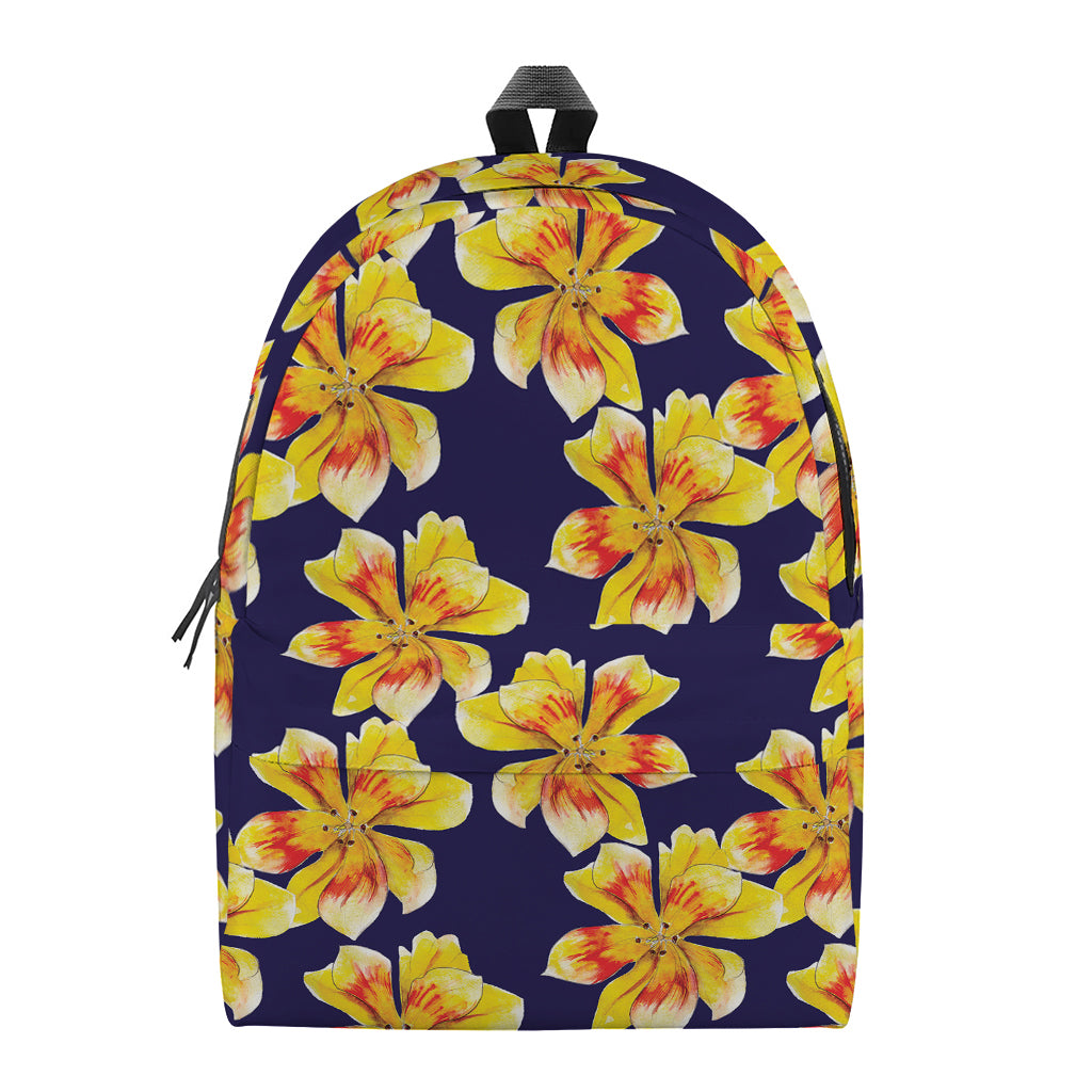 Yellow Watercolor Lily Pattern Print Backpack