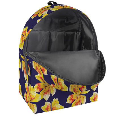 Yellow Watercolor Lily Pattern Print Backpack