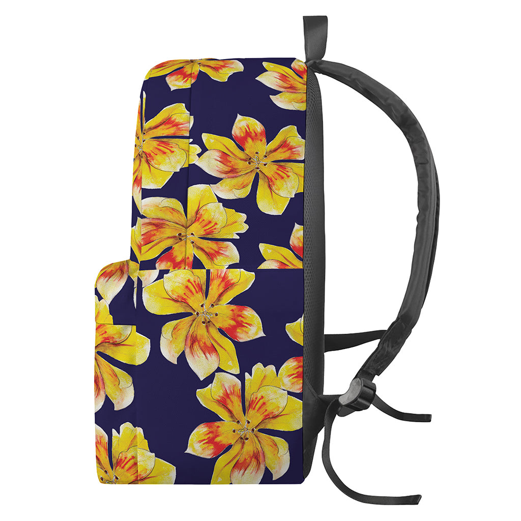 Yellow Watercolor Lily Pattern Print Backpack