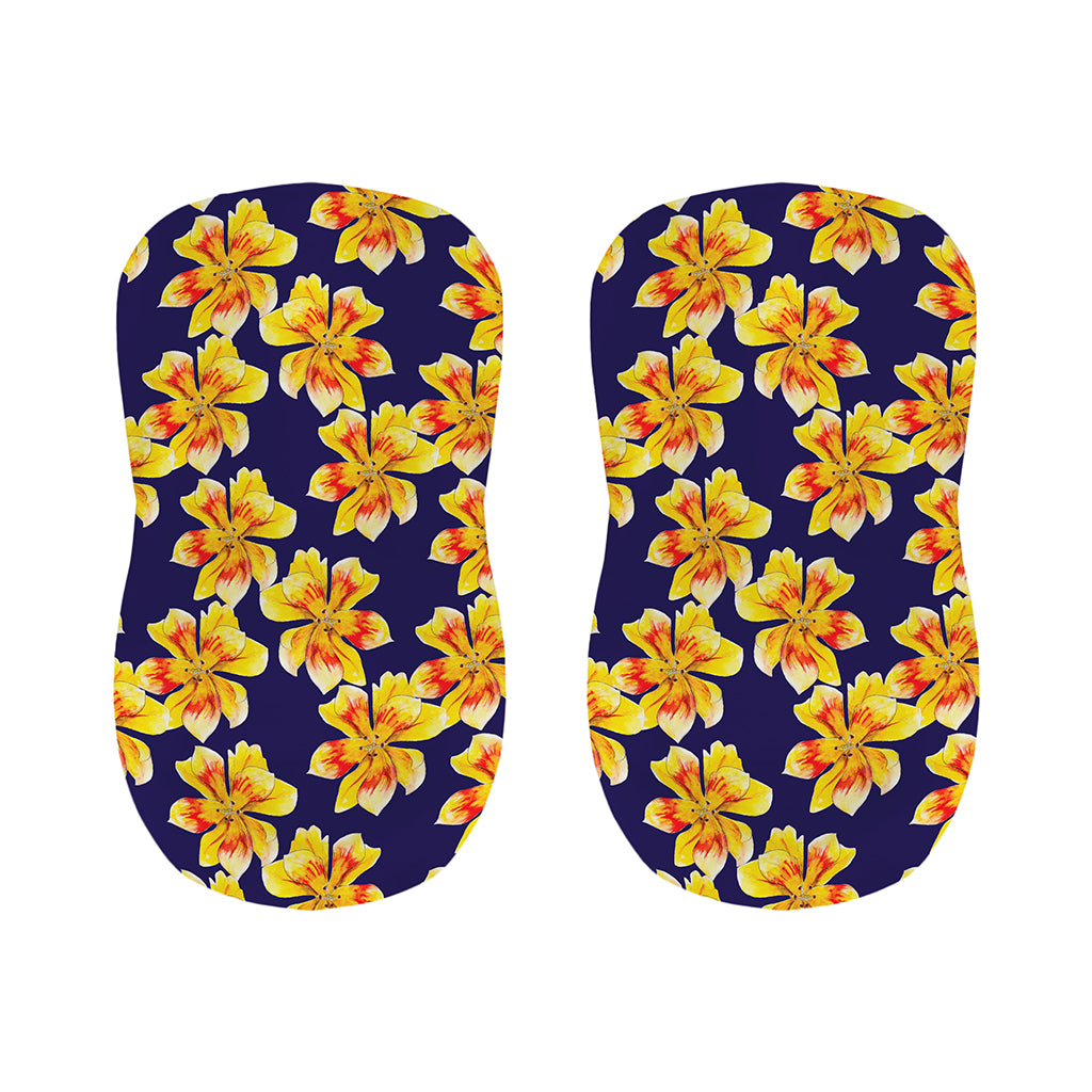 Yellow Watercolor Lily Pattern Print Bar Stool Covers