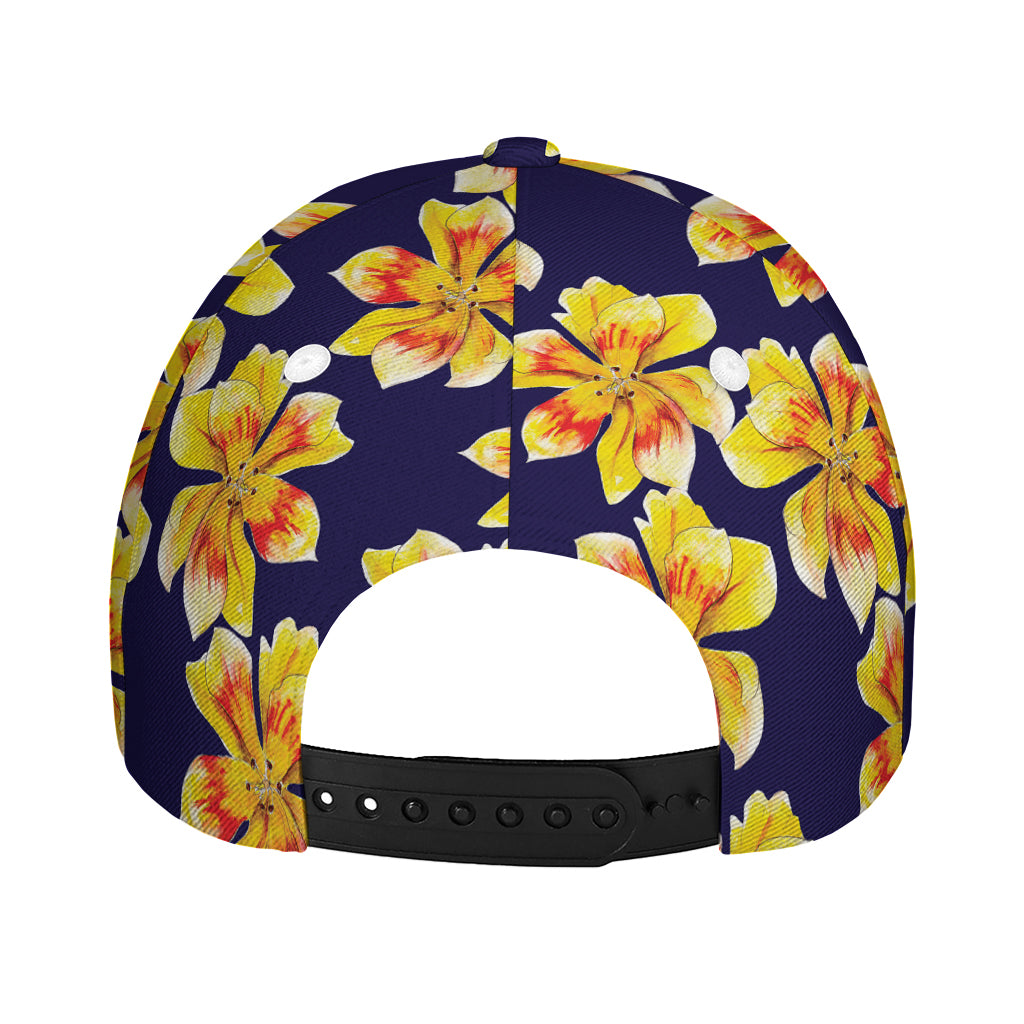 Yellow Watercolor Lily Pattern Print Baseball Cap