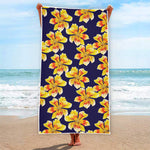 Yellow Watercolor Lily Pattern Print Beach Towel