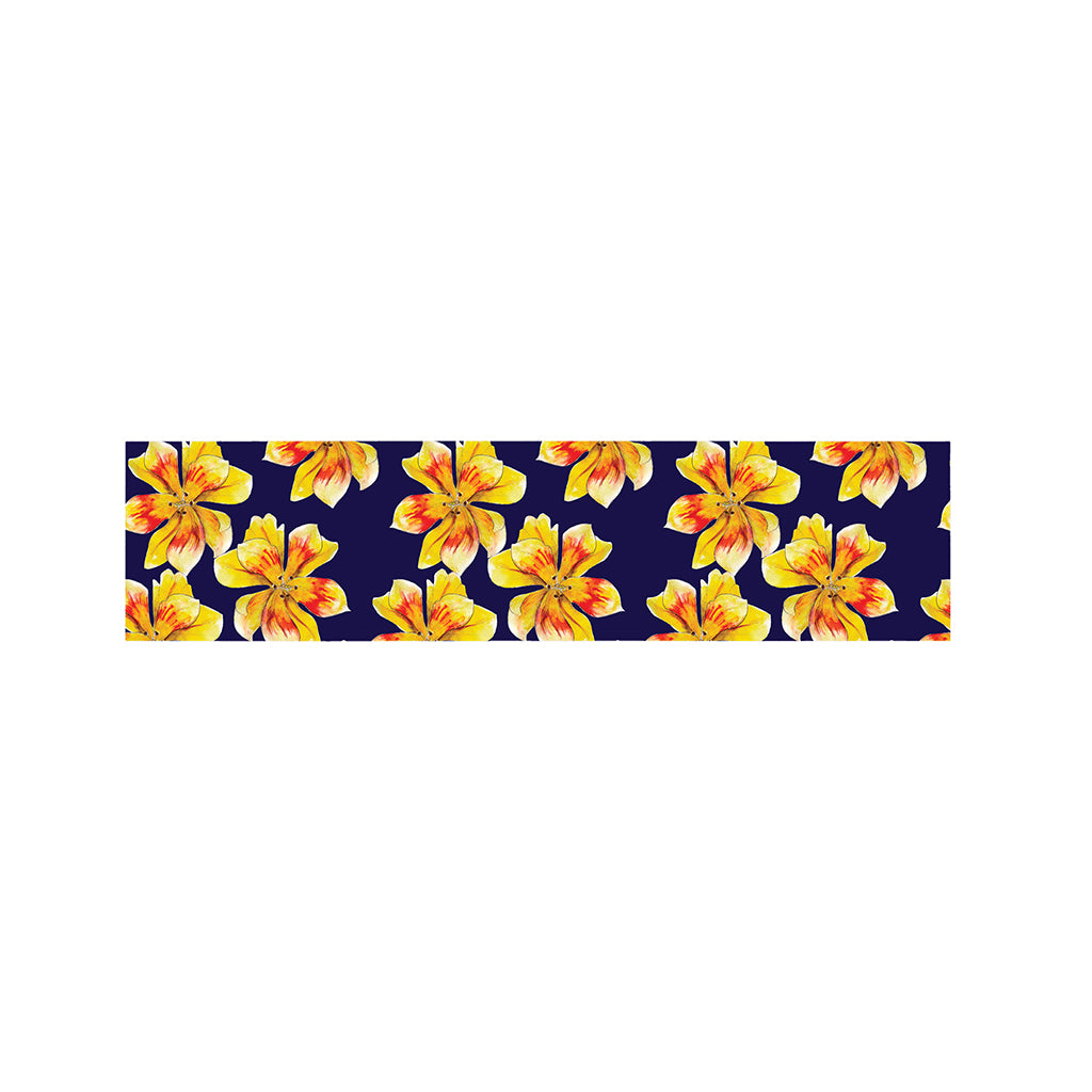 Yellow Watercolor Lily Pattern Print Bed Runner