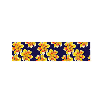 Yellow Watercolor Lily Pattern Print Bed Runner