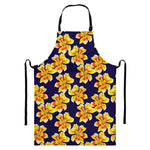 Yellow Watercolor Lily Pattern Print Bib Apron With Pocket