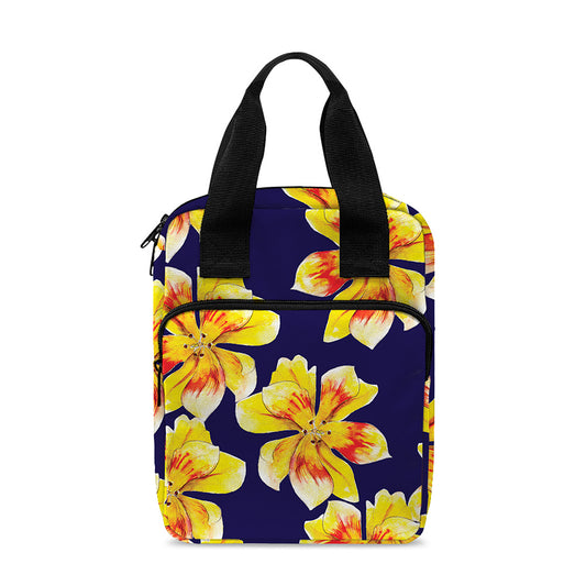 Yellow Watercolor Lily Pattern Print Bible Tote Bag