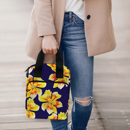 Yellow Watercolor Lily Pattern Print Bible Tote Bag