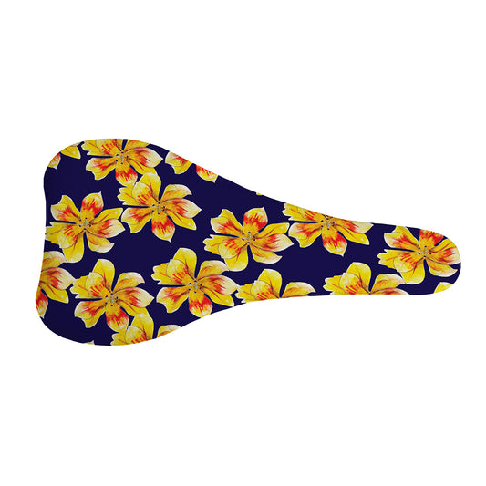 Yellow Watercolor Lily Pattern Print Bicycle Seat Cover