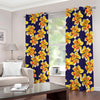 Yellow Watercolor Lily Pattern Print Blackout Grommet Curtains