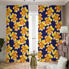 Yellow Watercolor Lily Pattern Print Blackout Pencil Pleat Curtains