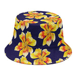 Yellow Watercolor Lily Pattern Print Bucket Hat