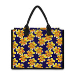 Yellow Watercolor Lily Pattern Print Canvas Tote Bag