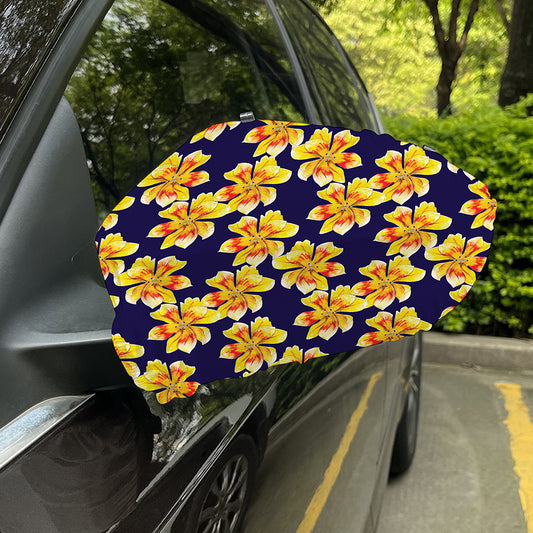 Yellow Watercolor Lily Pattern Print Car Side Mirror Covers
