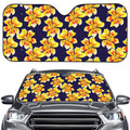 Yellow Watercolor Lily Pattern Print Car Windshield Sun Shade