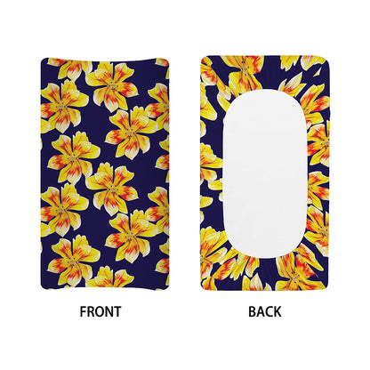 Yellow Watercolor Lily Pattern Print Changing Pad Cover