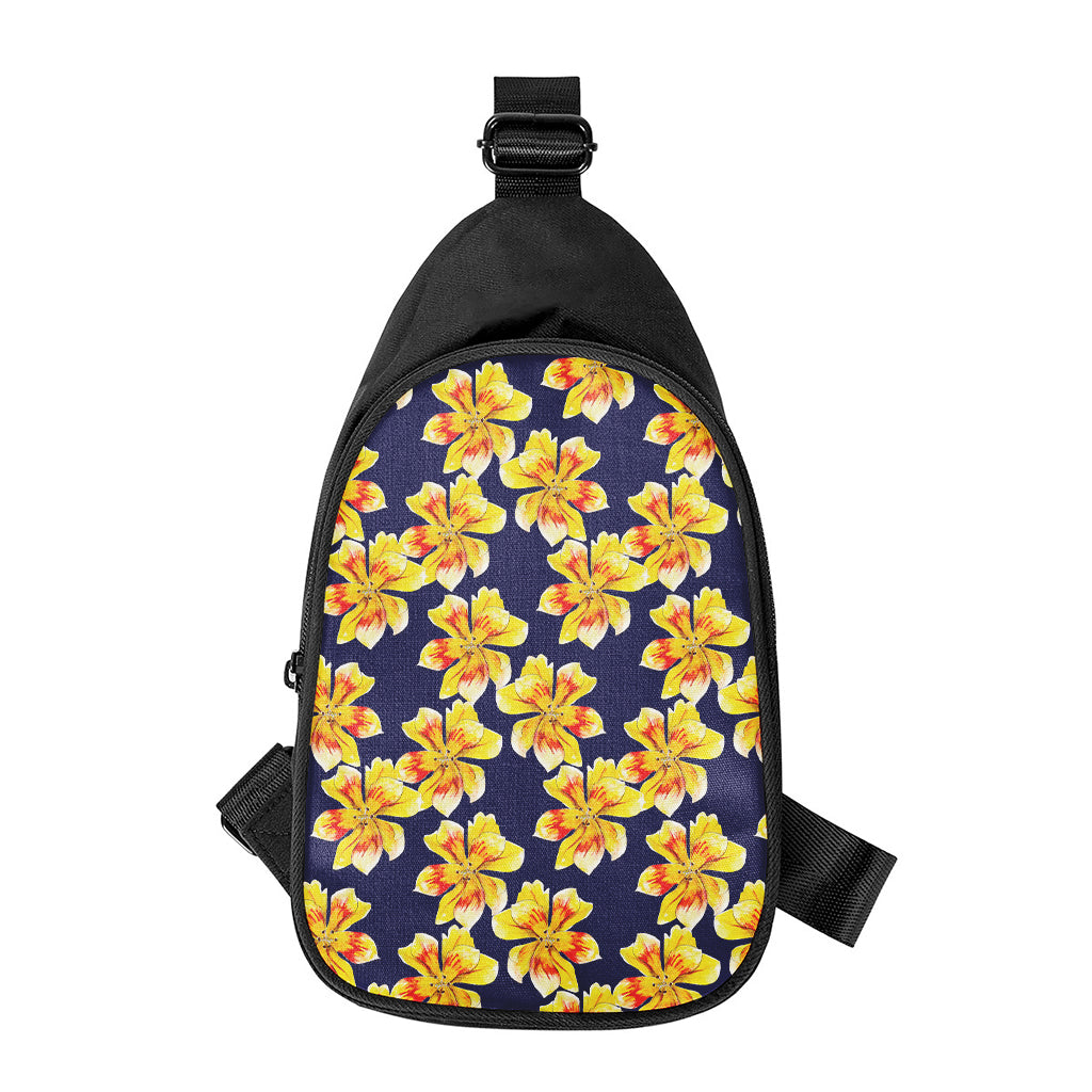 Yellow Watercolor Lily Pattern Print Chest Bag
