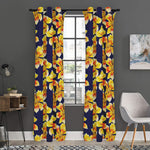 Yellow Watercolor Lily Pattern Print Curtain