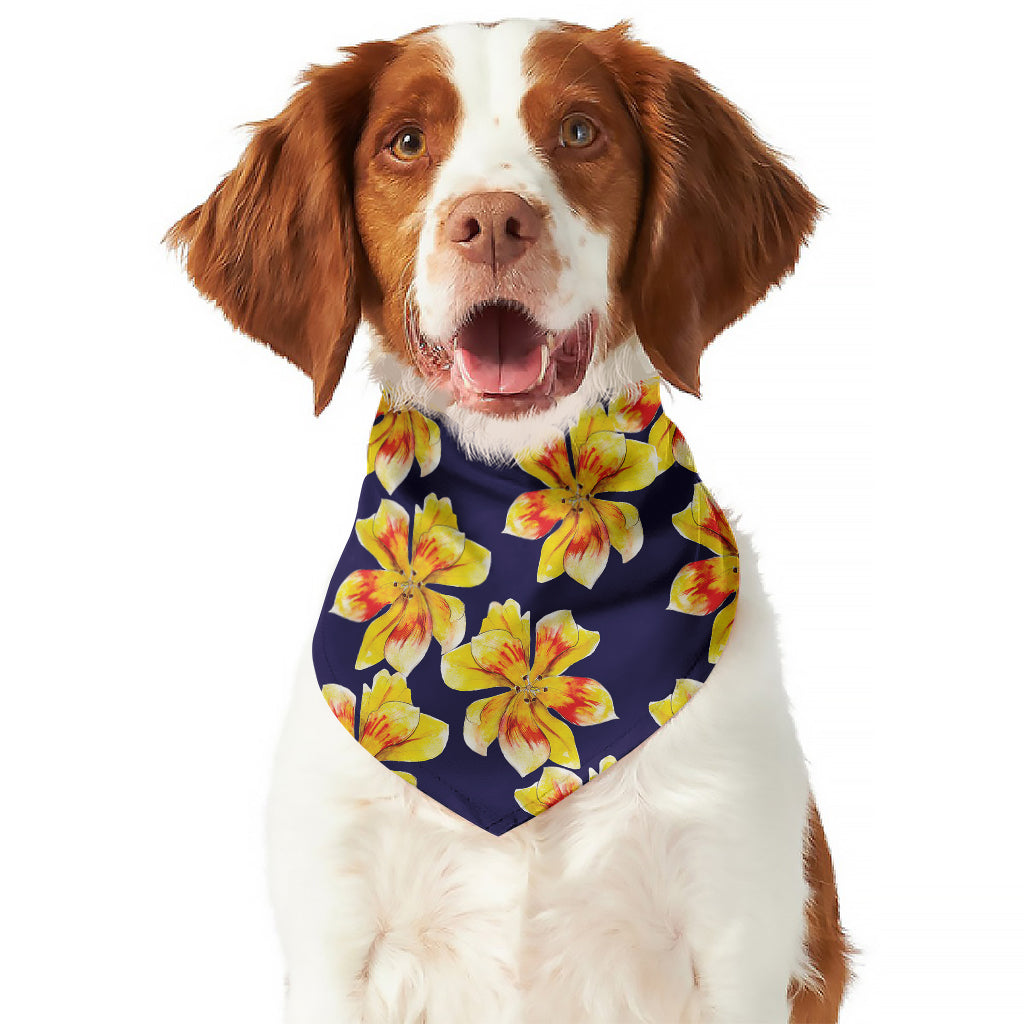 Yellow Watercolor Lily Pattern Print Dog Bandana